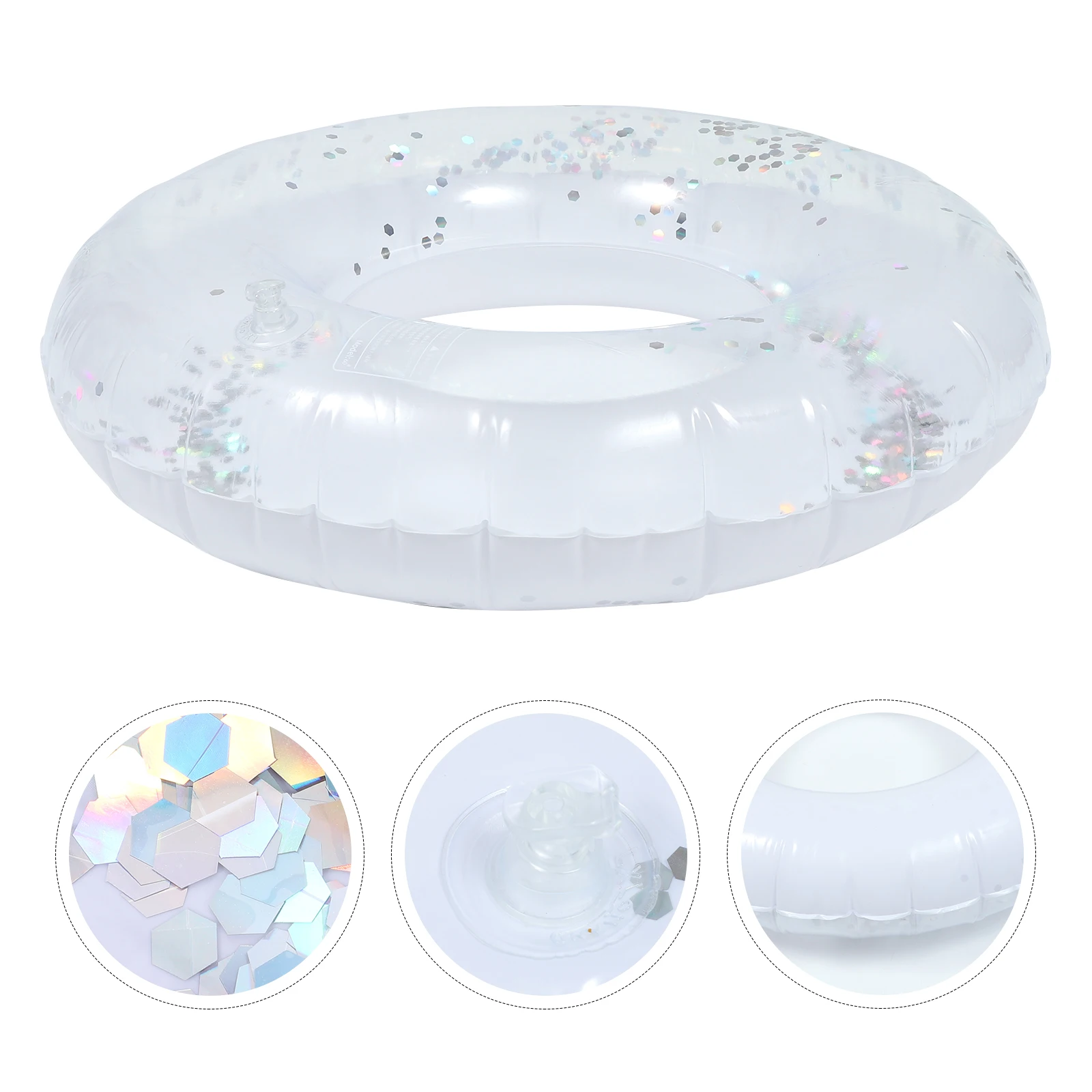 

Glowing Sequins Swimming Ring PVC Inflatable Float Buoy Reflective Surface Anti Impact Wear Resistant Lightweight