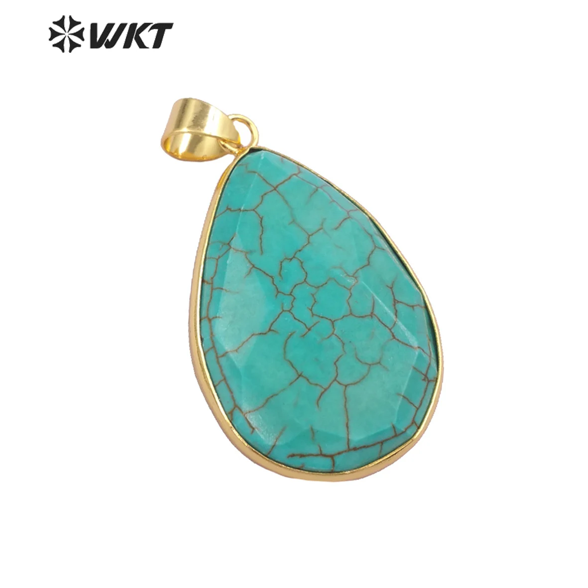 

WT-P1357 граненый зеленый натуральный камень женские ожерелья подвески гальванический круг модные подвески ювелирные изделия новые