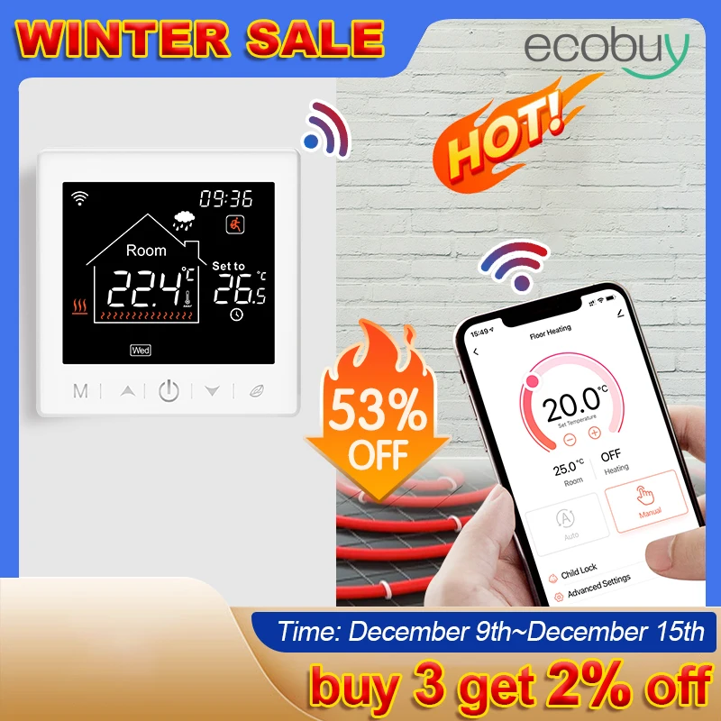 Tuya Smart Home Wifi Termostato Riscaldamento a Pavimento Termostato Wifi Programmabile Regolatore di Riscaldamento a Pavimento 220V Google Home
