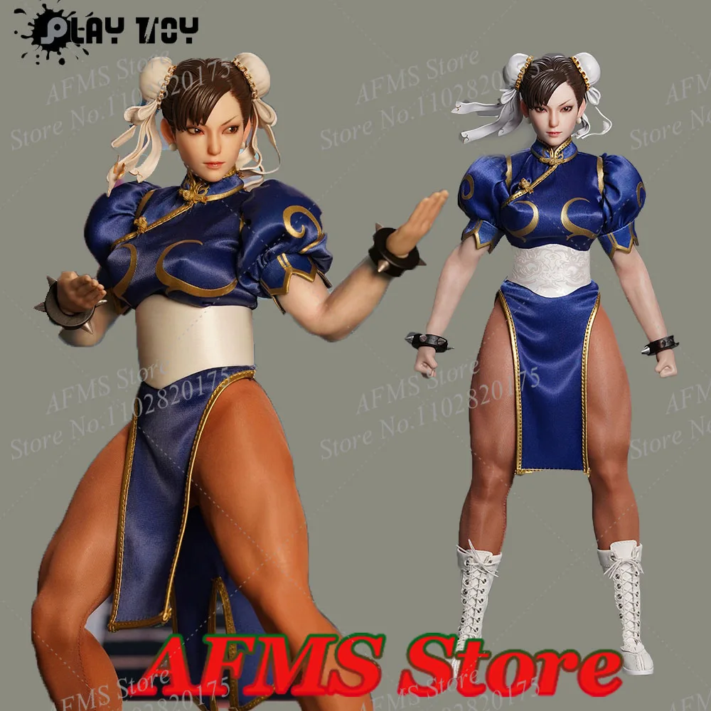 PLAY TOY P019 1/6 Women Soldier Fighter Girl Chun Li Fighting Goddess 12'' Full Set Action Figure High Gradesilicone Body