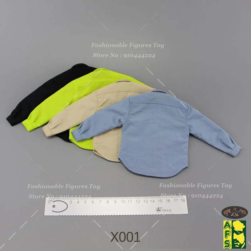 AFS 1/6 メンズ ソルジャーシャツ ストリートファッション 長袖ブラウス 無地 ラペル ルーズトップス フィット 12インチ アクションフィギュア ボディドール