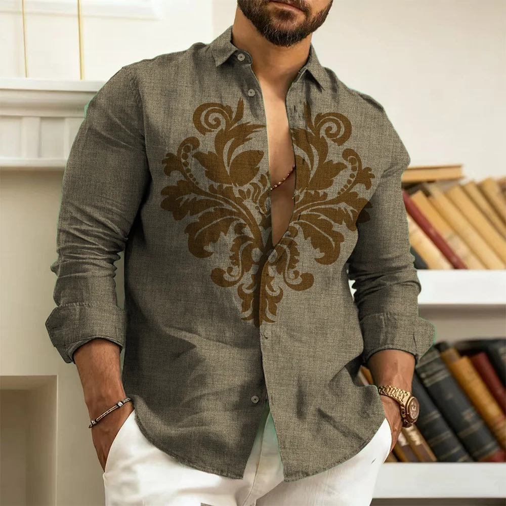 

S-9xl plus size Men's Shirt: Ethnic Modernity - Big & Tall Fit, Soft Breathable Fabric, Sleek Folk Embroidery,