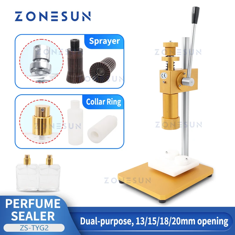 ZONESUN ZS-TYG2 Manual Crimping Capper Metal Cap Press Machine Capping Machine Perfume Crimper Bottle Capper Spray Crimper