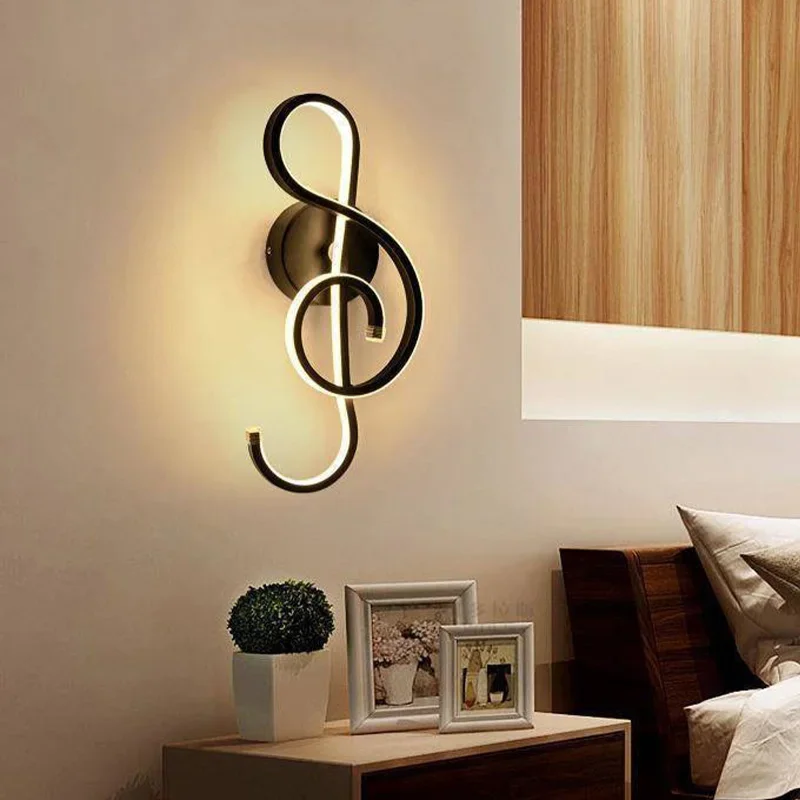 

Modern LED Wall Lamp Musical Note Wall Sconce for Bedroom Bedside Living Room Stairs Home Decor Indoor Lighting Fixture Luster