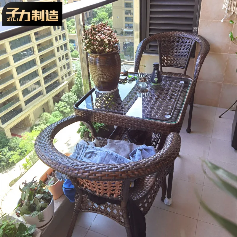 

Zili balcony tea table and chair combination rattan chair three-piece outdoor leisure Teng