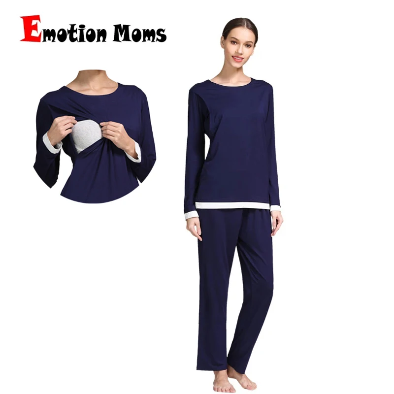 

Big Size Long Sleeve Maternity Pajama Set Breastfeeding PJS Sleepwear Women Pregnant Nightwear Soft Stretch Adjustable Waistband