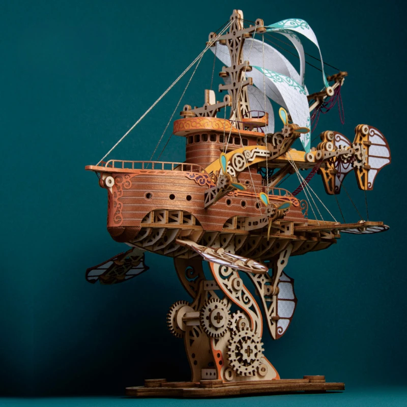 

Wooden Fantasy Spaceship Kit DIY Hand-assembled Ship Model Toy Gift 3D Three-dimensional Ship Model Decoration Ornaments