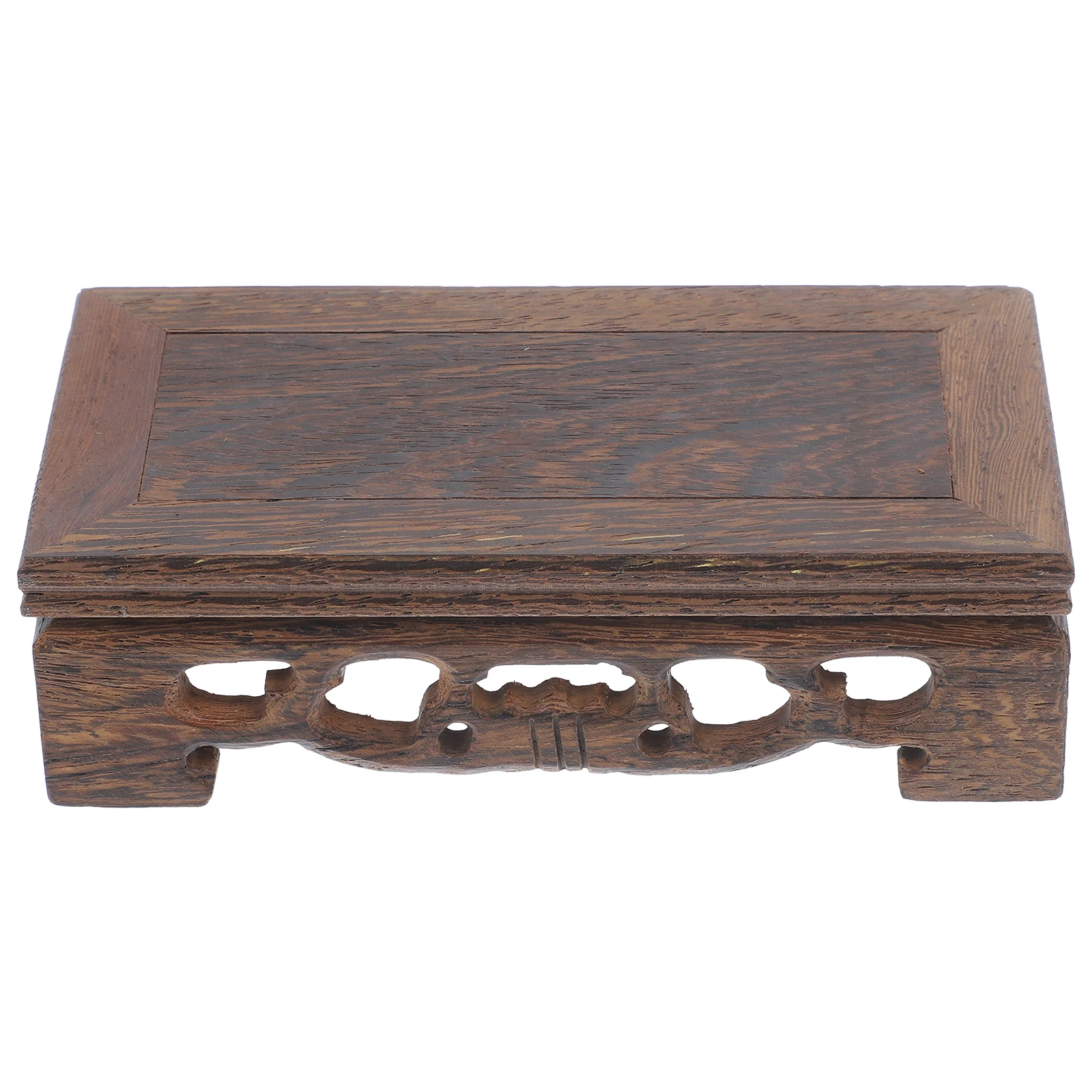 

Solid Wood Base 13cm Rectangular Vintage Carved Stand for Plant Shelf Flower Pot Rack Vase Home Decor Wooden Crafts Antiques
