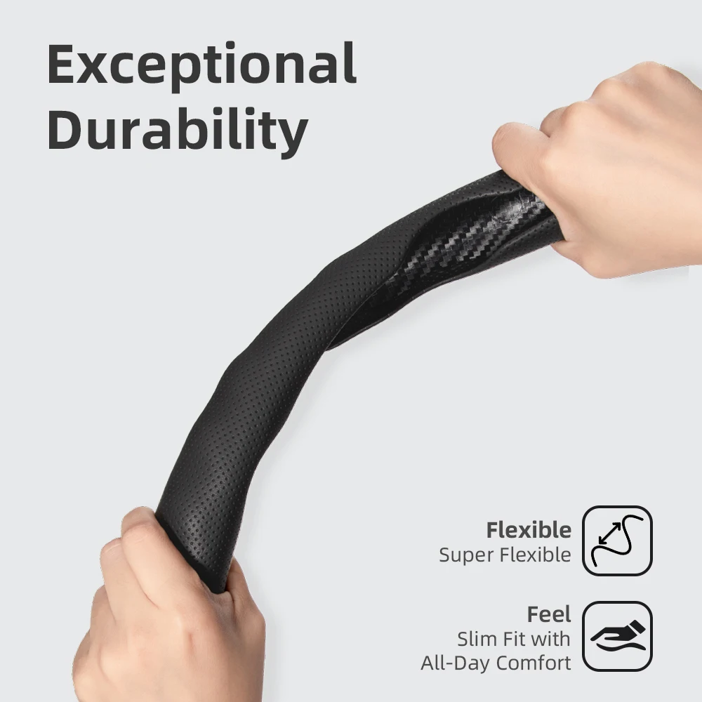 غطاء عجلة القيادة لبيجو، تصميم رياضي على شكل موجة، جلد مسامي، مجزأ، غير قابل للانزلاق، حافظة واقية ماصة للعرق نوفيل 208 308 408 2008 3008 4008 5008 508 Sw Rifter Traveller