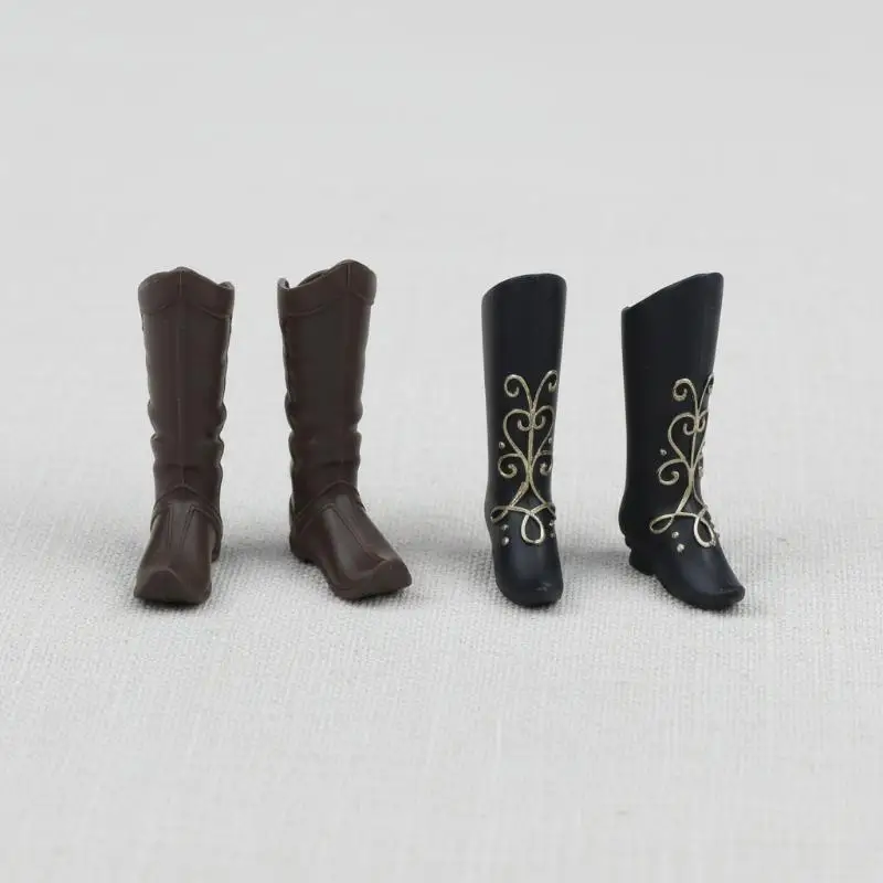 

Doll Shoes Medieval Knight Boots Dolls Retro Style Miniature Boots With Gold Embroidery For Dolls Dress Up Accessories