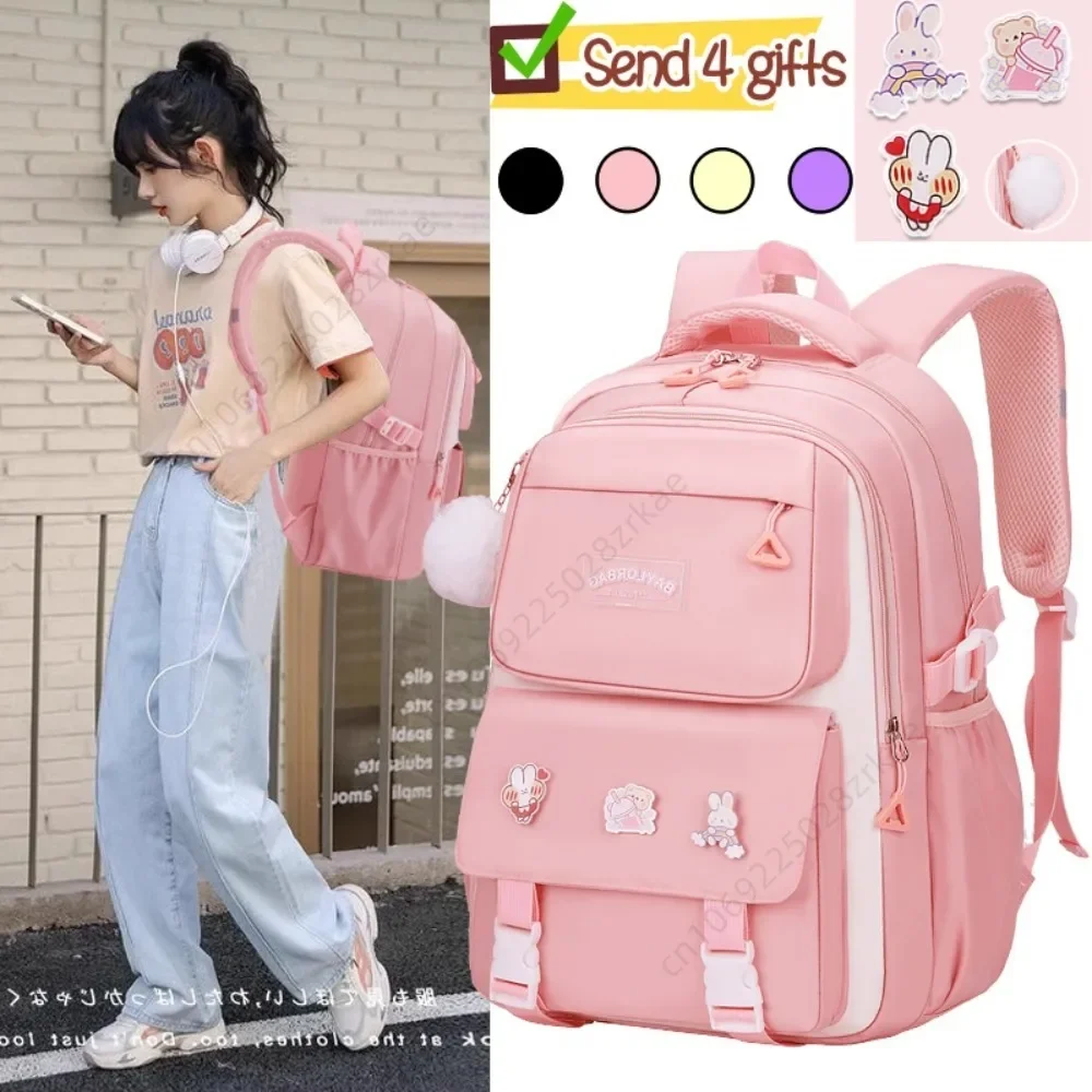 New Kid School Bag for Girls Badge Rucksack Student Backpack High Capacity Women Bag Female Cute Leisure Travel Mochila Infantil