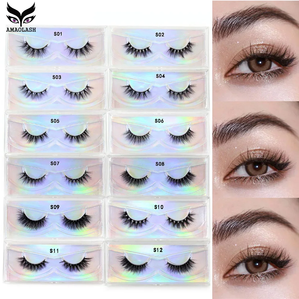 AMAOLASH Lashes 3D Faux Mink Lashes Fluffy Soft Wispy Volume Natural long False Eyelashes Eye Lashes Reusable Eyelashs Makeup