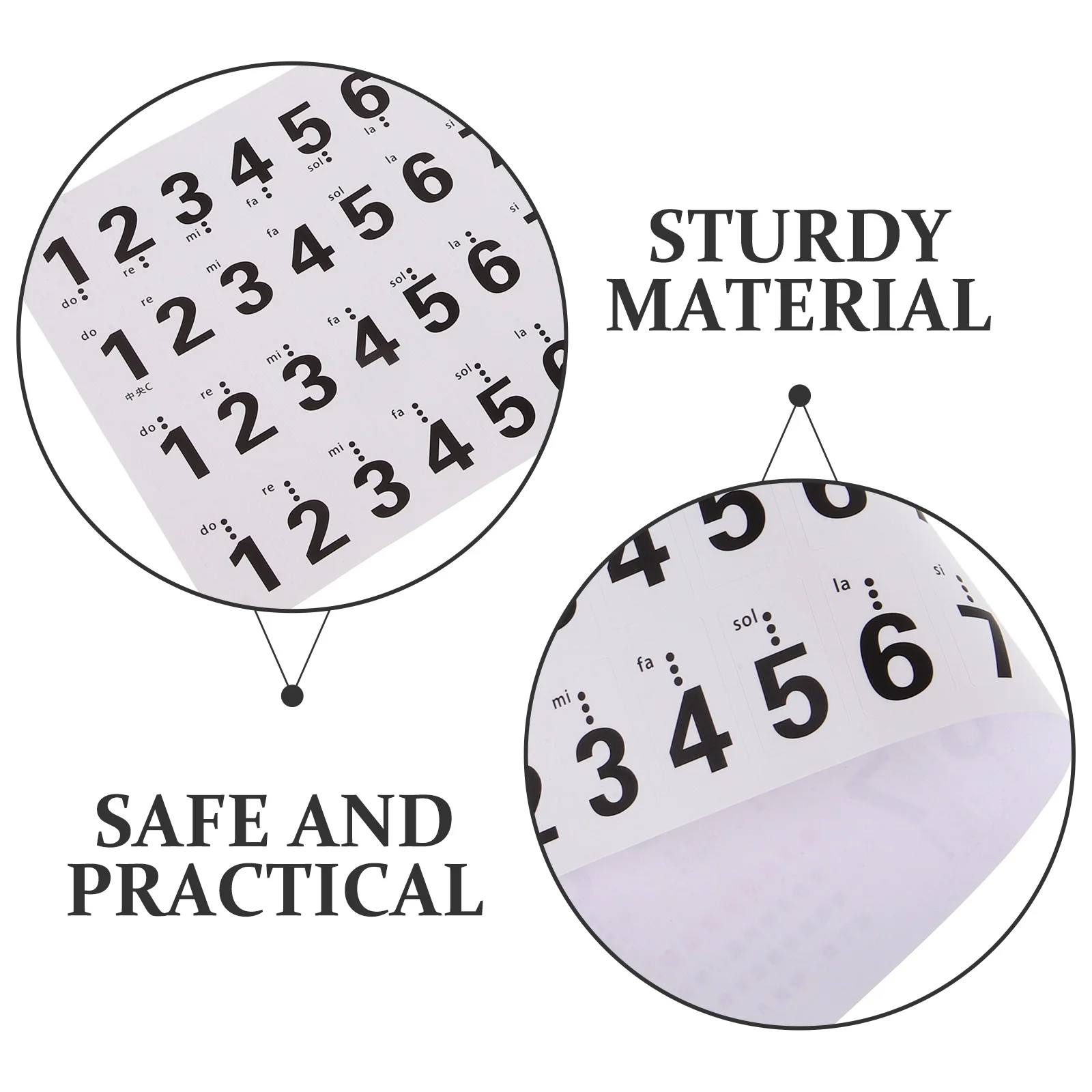 

1Set Piano Key Stickers Removable Durable Anti-Fade Number Labels Practical Piano Learning Accessories for Beginners
