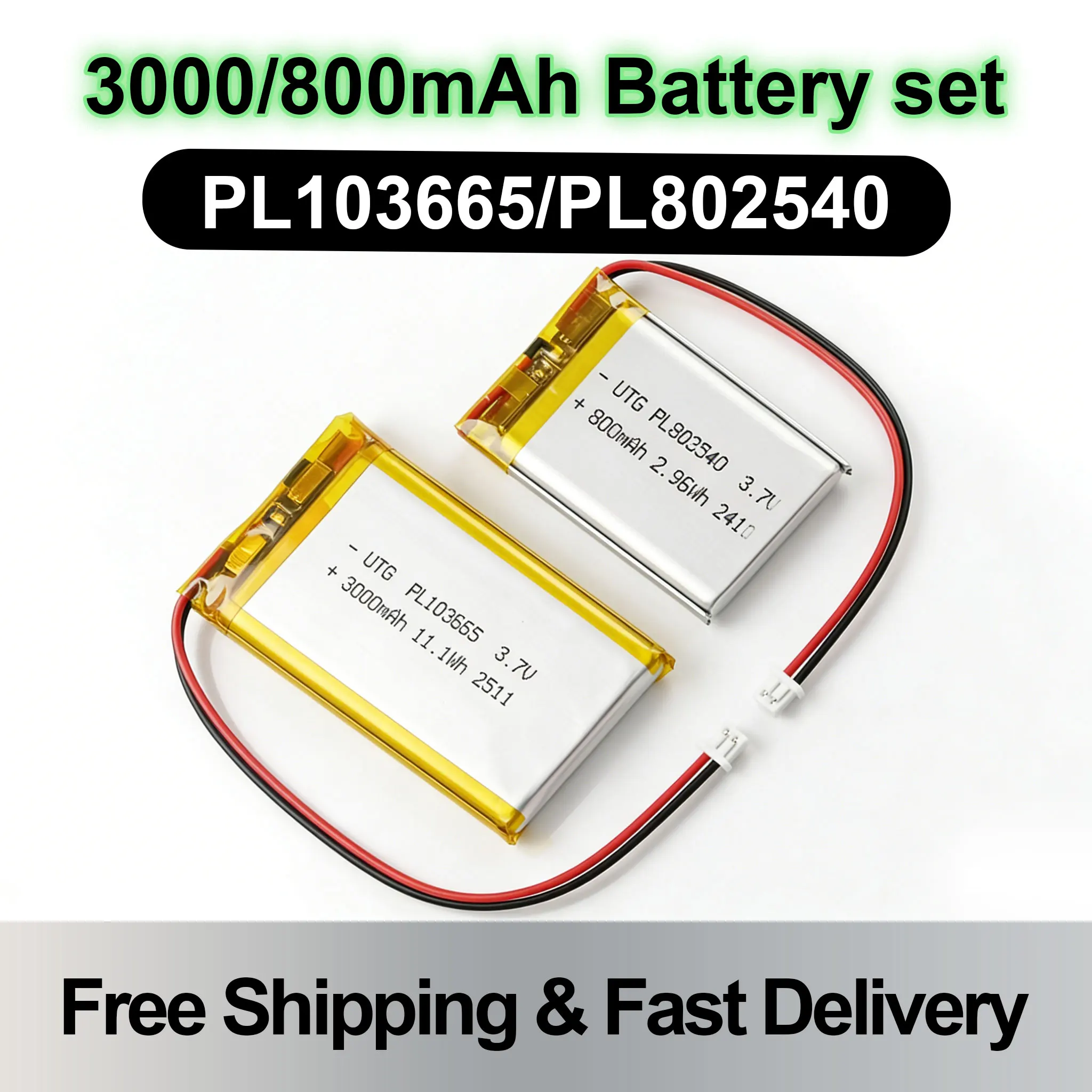3.7V Lithium Lipo Battery 800mAh PL802540 PL103665 1Pc for T114 V2 LoRa 32 V3 Development Module