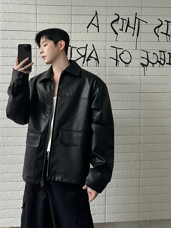 

2025 Autumn Winter New Sle Motorcycle Windproof Cotton Jaet Leather Coat Streetwear Versatile Faion ow Piece Large Po...