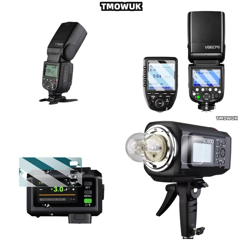 

For Godox X3 V100 V1 Pro AD600BM V860 III V850 III TT685 II V480 Tempered Glass Flash Light Screen Cover Film Protector Bubble -