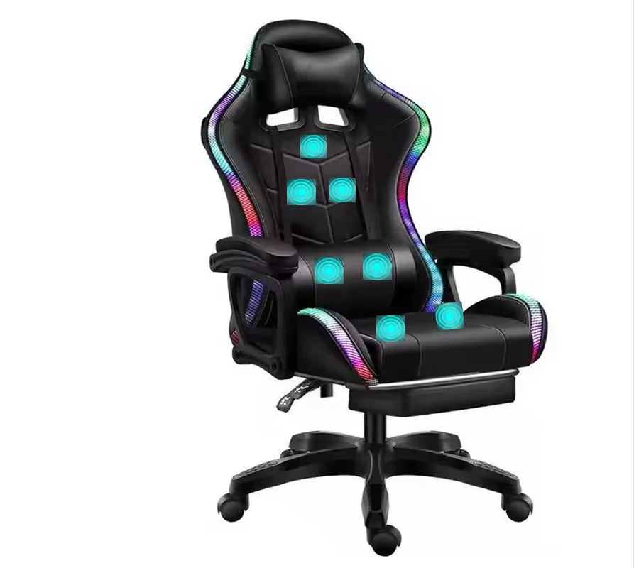 Ergonomic Gaming Chair Led Lights Foshan Gaming Chair With Massage Function Game Chair With Footrest
