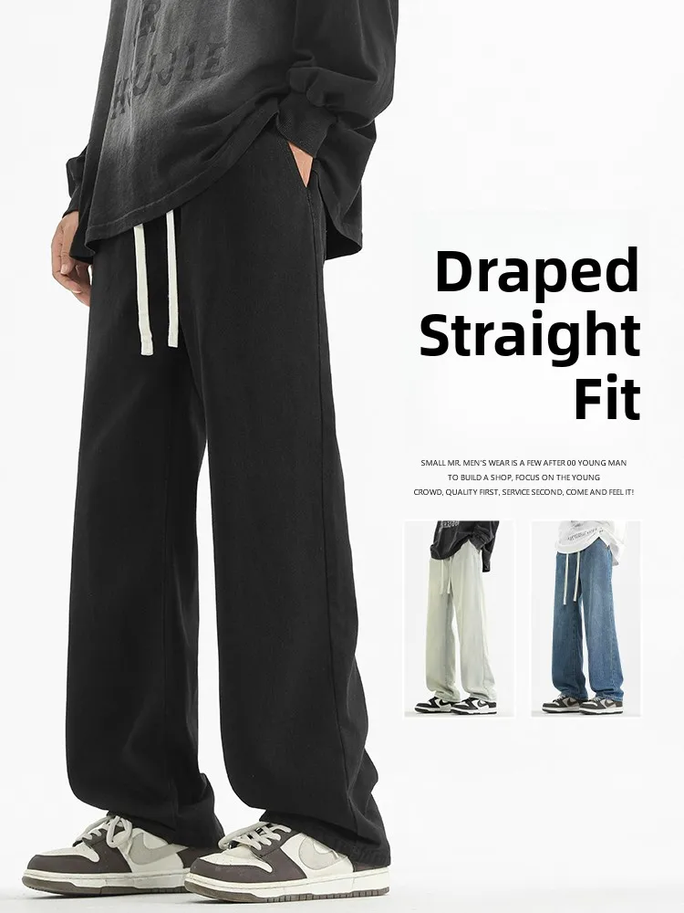 

American Retro Waed Men's Jeans Straight Leg Wide Leg Long Pants Spring Autumn Loose Fit Casual Cotton Polyester Blend