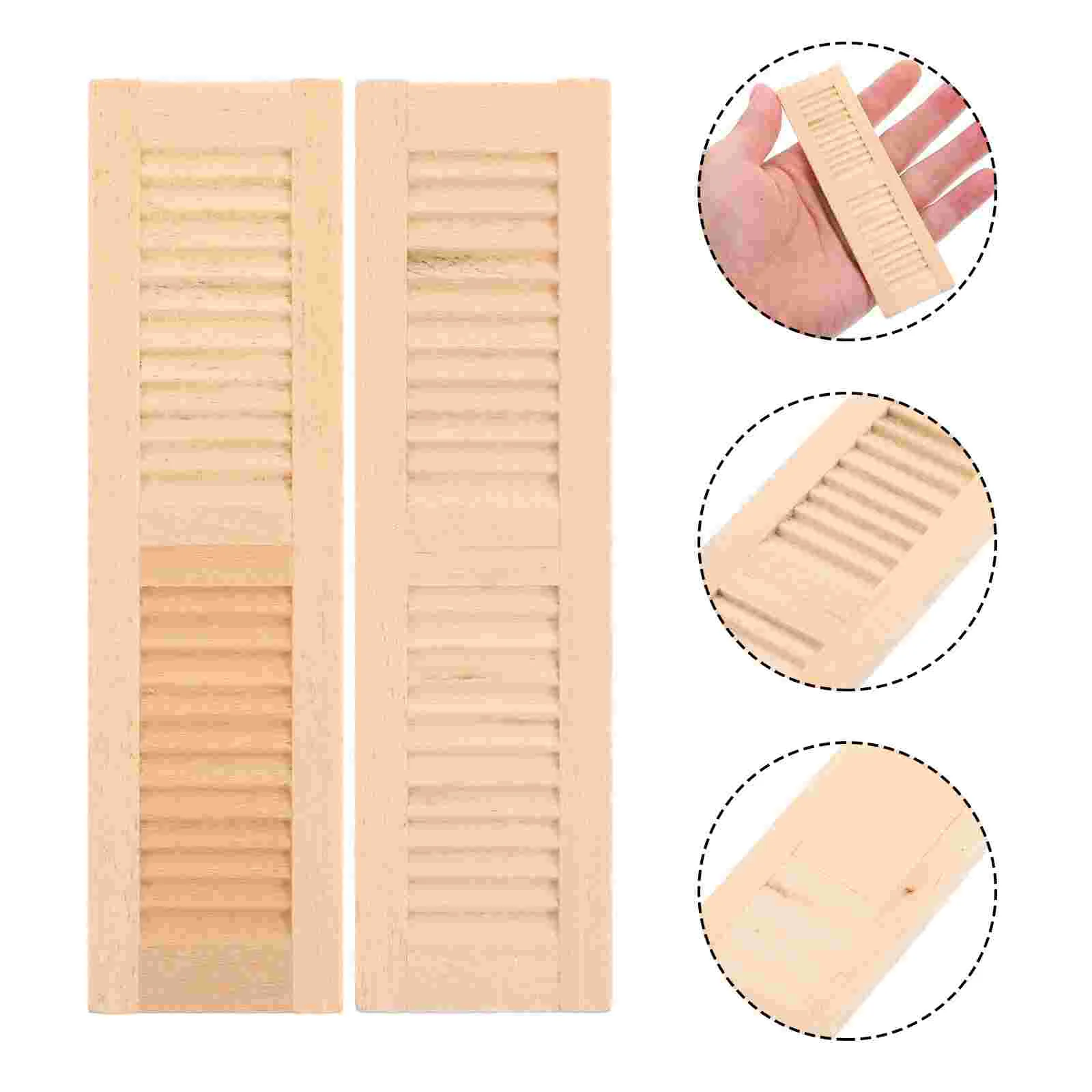 2 Pcs Decorate Mini Blinds House Furniture Window Shutters Light Brown Baby