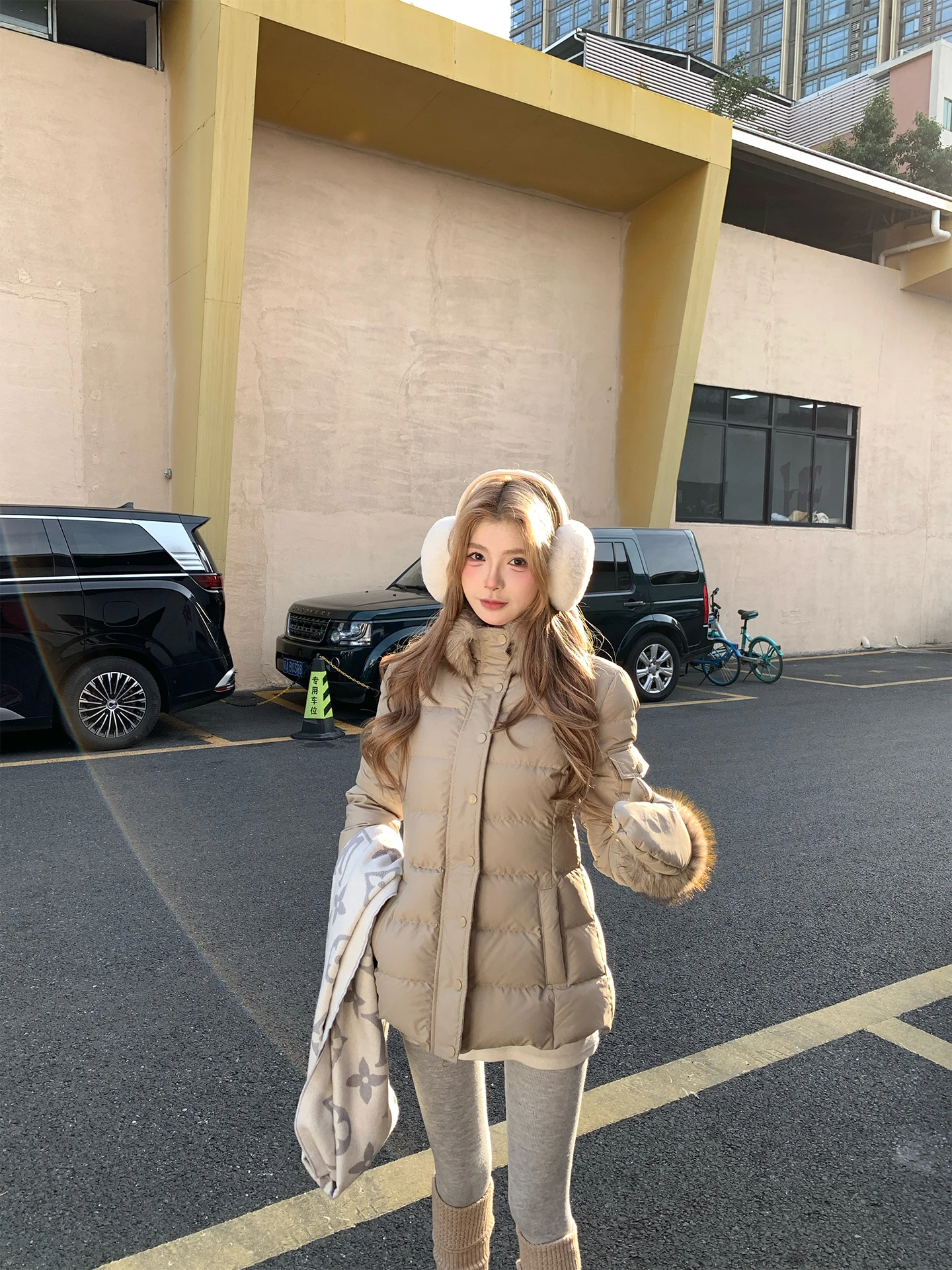 

Women's Thiened Winter down Jaet Korean Sle with Fur Collar 7-ell Simp Slide Bone Cotton Coat Warm Commute Sle