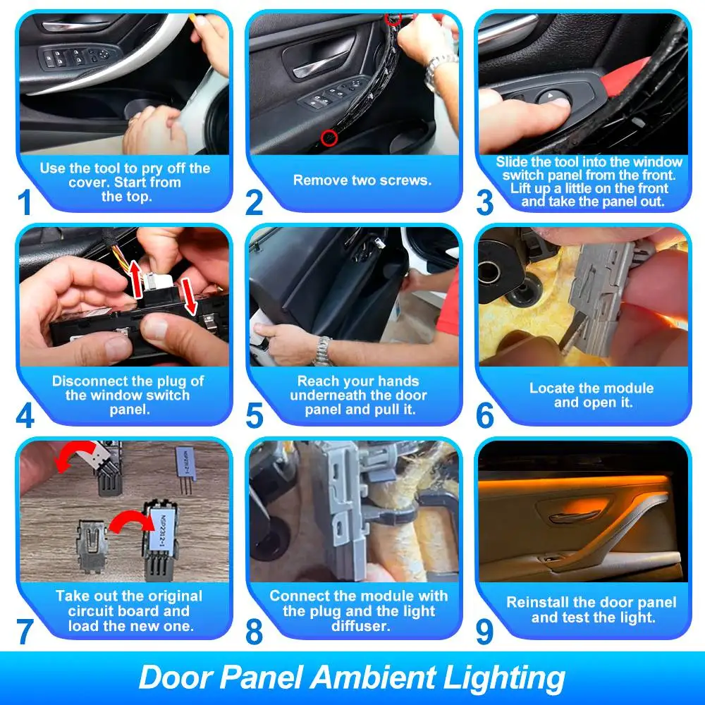 LED Door Panel Handle Pocket Ambient Lighting for BMW 2 3 4 5 7 Series F10 F11 F30 F31 F34 F32 F33 F36 F45 F46 M4 F82 F83 X1 F48