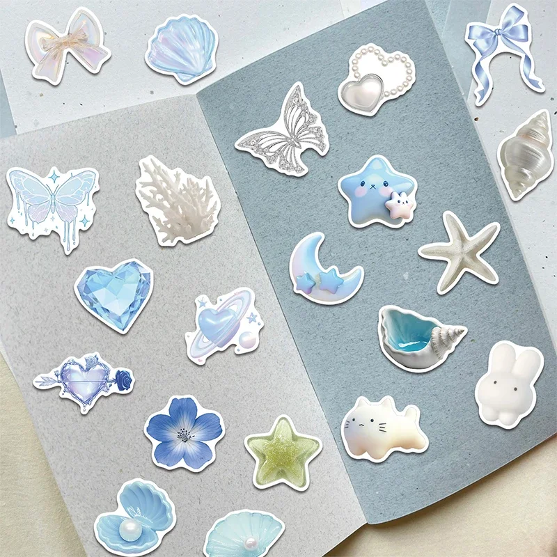 50PCS Blue Beach Ocean Themed Waterproof Vinyl Stickers for Water Bottles Laptops Phones Computers Skateboards Aesthetic Decal