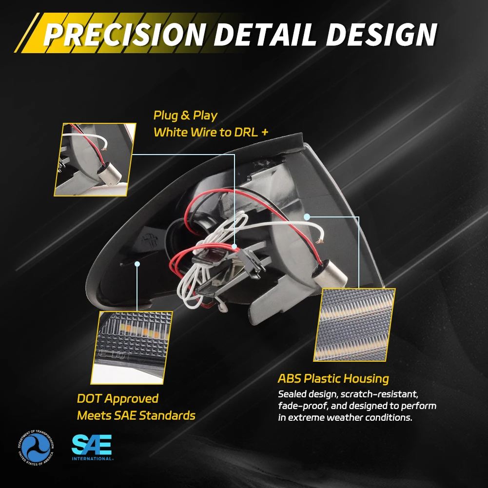 2 قطعة ضوء الزاوية الأمامية مصباح إيقاف السيارة بدوره مصباح إشارة ث/LED ل 1999 2000 2001 BMW 323i/325i/325xi/330xi/330i/328i E46 سيدان