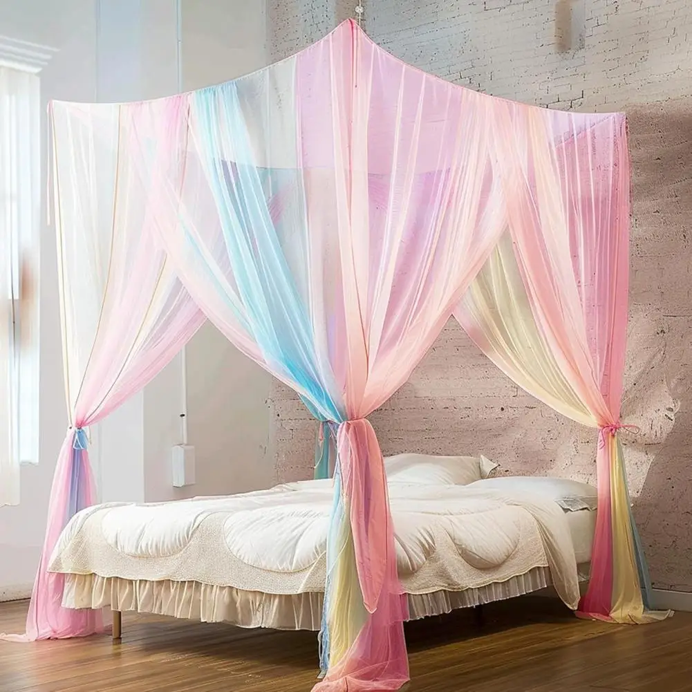 Mosquito Net Palace Four Door King/Queen Double Size Home Single Bed Prevent Insect Outdoor Square Grace White Canopy Net