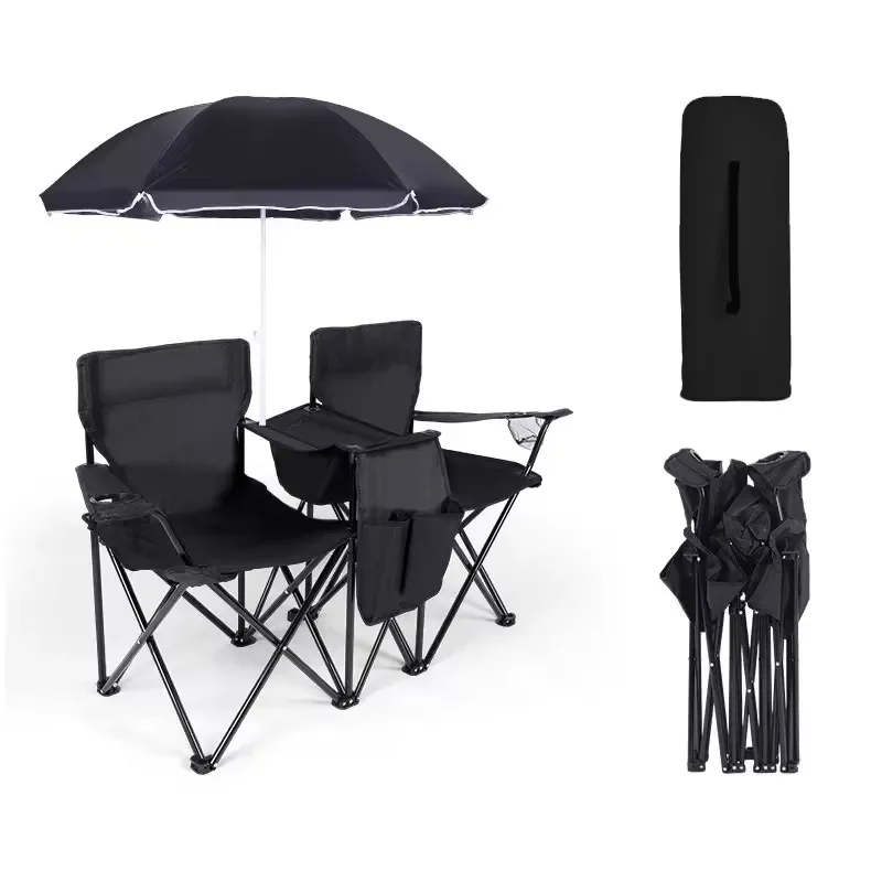 Adjustable Umbrella Portable Folding Chair Outdoor Camping Beach Fishing Seat Comfortable Backyard Awning Sunshade Relax