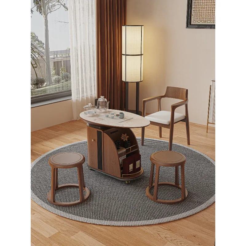 Medieval style solid wood tea table and chair combination inet balchome movable