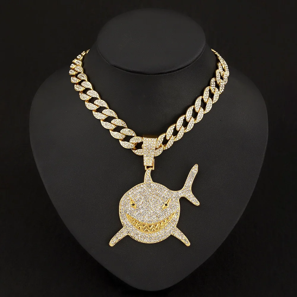 Big Shark Pendant with Cuban Necklace Hiphop Street Fashion