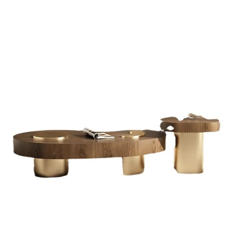 

Комбинация журнального столика специальной формы из массива дерева в среднем и древнем стиле для маленькой квартиры, минималистский орех