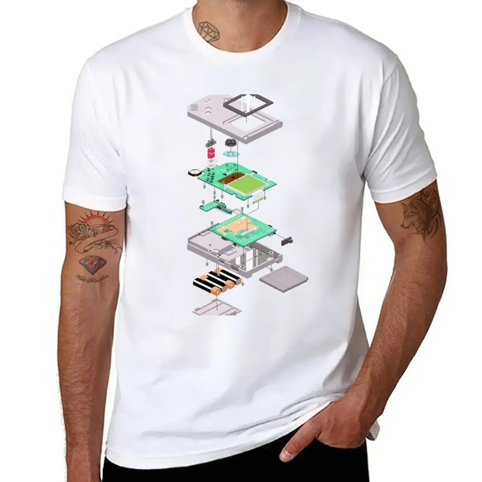 Lowpoly Vector Gameboy DMG Isometric Explosion View T-Shirt graphics oversizeds aesthetic clothes t shirts for men graphic