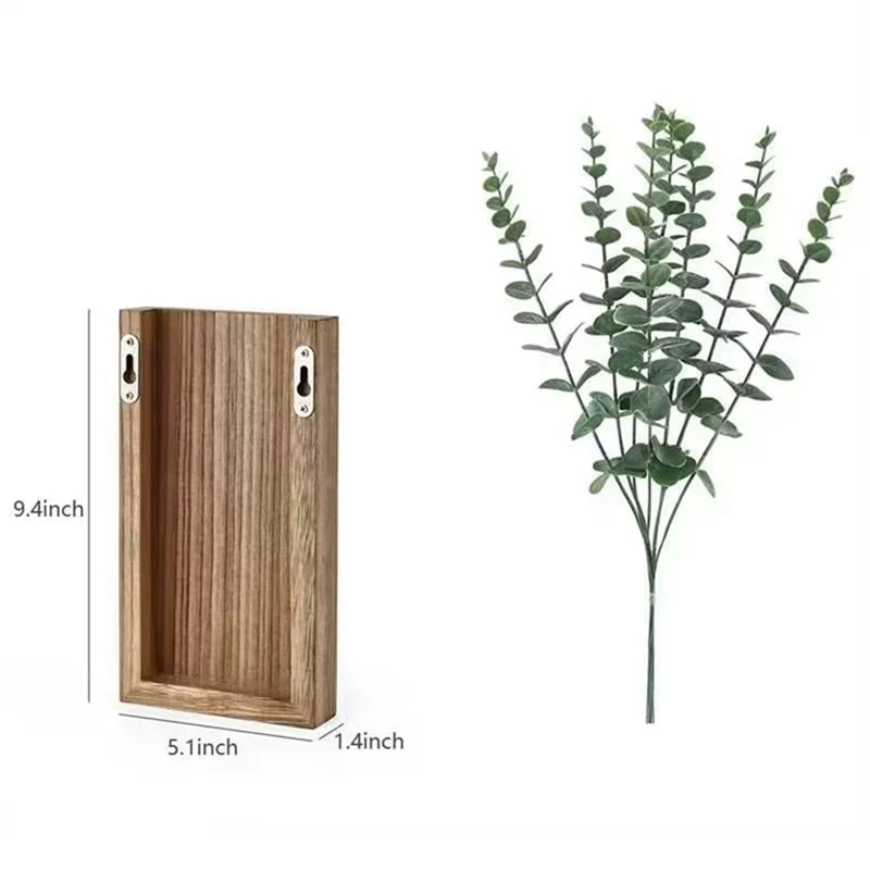 2 PCS Wooden Wall Hanging Planter Vase With Paulownia Wood Decorative Indoor Simulation Plant Ornaments