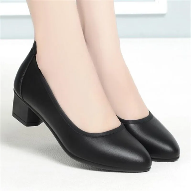 New Genuine Leather Women Shoes Low Heel Comfortable Female Casual Shoes Mid Heel Office Work Shoes Women Wedges Shoes 8 models