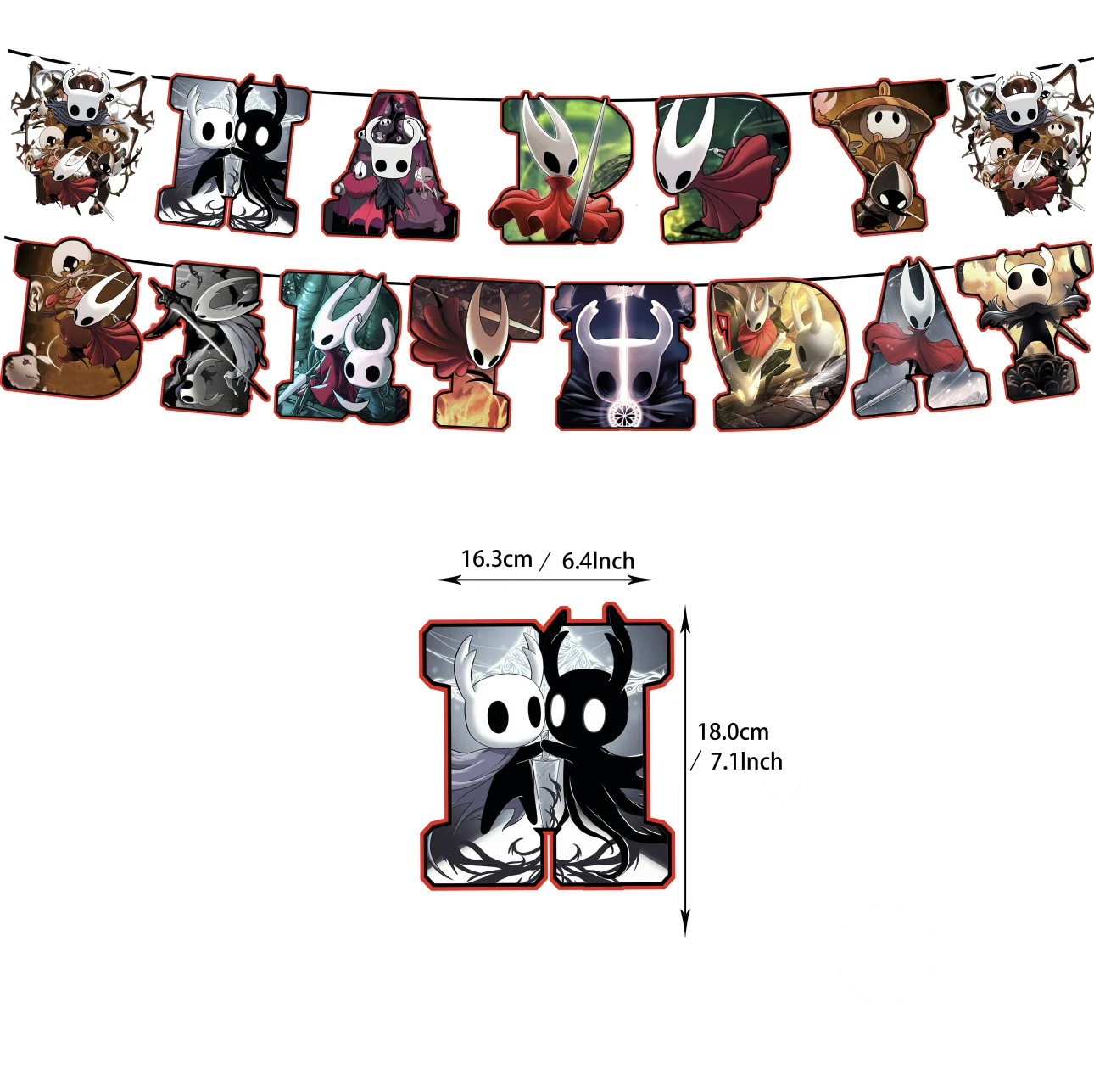 The H&Hollow Knighted Birthday Party Decorations Cartoon Game Background Supplies Number Balloons Cake Topper Banner Kid Gifts - Image 2