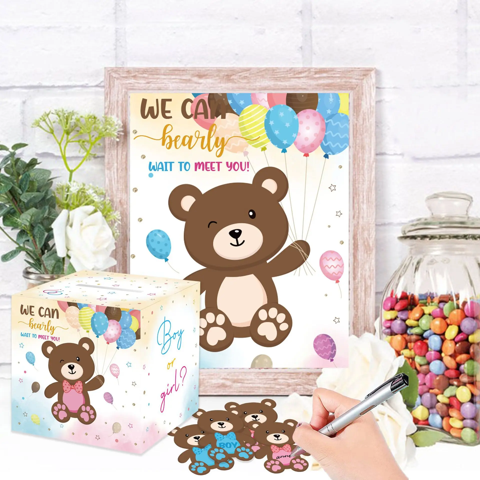 Gender Reveals Baby Unveiling Team Game Card Baby Shower Voting Box Party