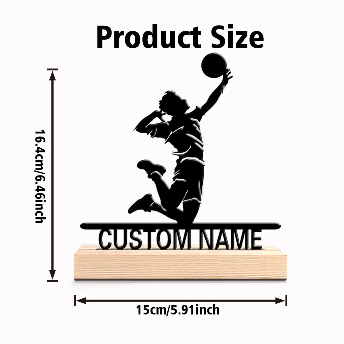 1 قطعة تماثيل معدنية رومانسية مخصصة للكرة الطائرة على شكل نجمة هدية لعشاق الرياضة مع قاعدة خشبية، مثالية لغرف النوم، Co #2