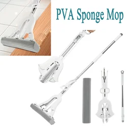 PVA Sponge Mop with Adjustable Handle Super Absorbent Sponge Roller Mop Wet and Dry Use Sponge Floor Mop Self Wringing Sponge