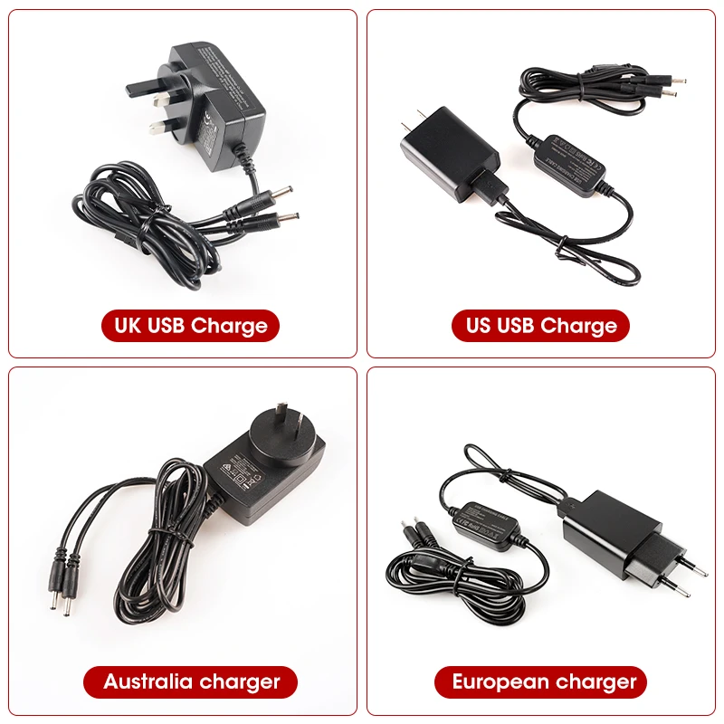

8.4V, 1.5A Charger for Heated Gloves Charger for Rechargeable Batteries Heated Socks Heating Jackets US EUR USB Charger AU UK US