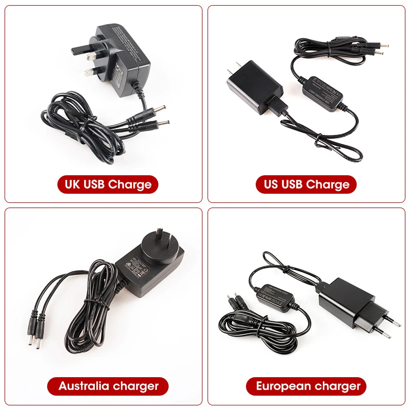 Caricabatterie 8.4V, 1.5A per guanti riscaldati caricabatterie per batterie ricaricabili calze riscaldate giacche riscaldanti US EUR caricatore USB AU UK US