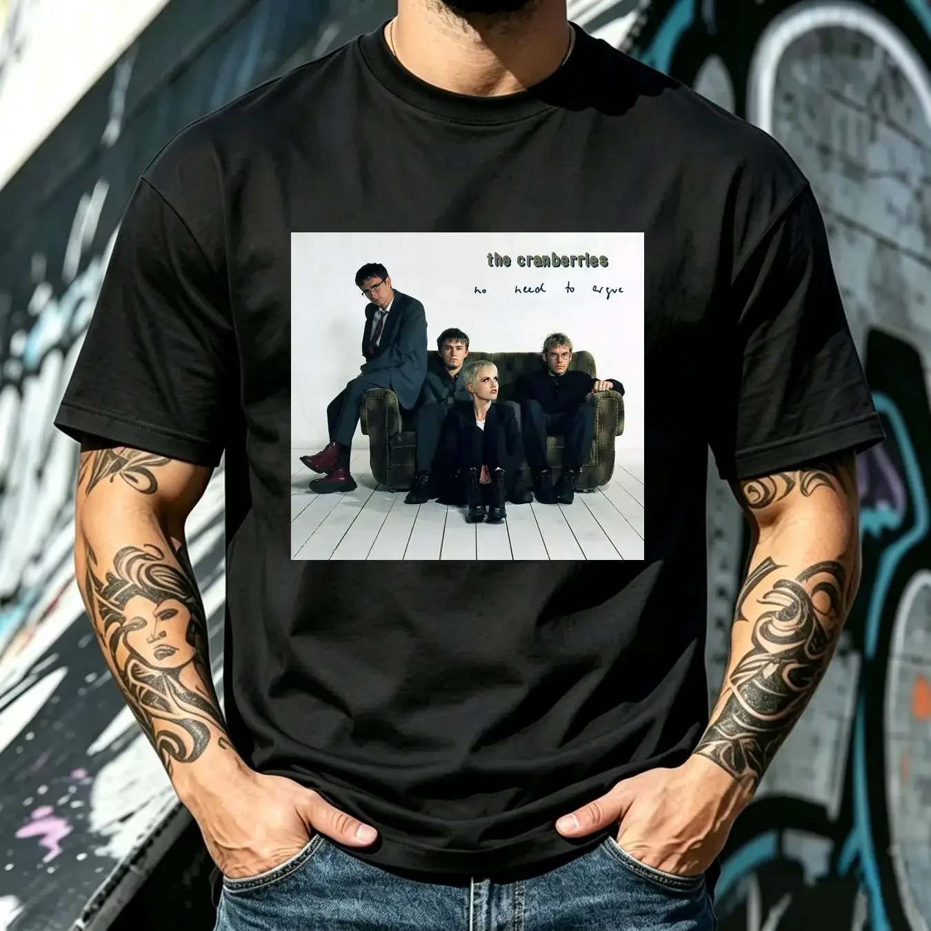 washed T Shirt Reprint 1994 The Cranberries Tour classic style vtg Cotton 100 H6961 vintage Washed Casual fashion Slightly