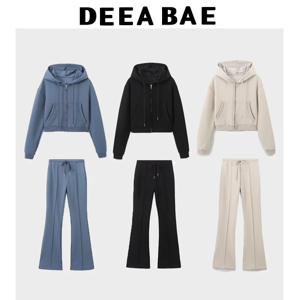 DEEABAE Women's Clothing Offers With Free Shipping Double-sided Hooded Sweatshirt Double-sided Flared Pants