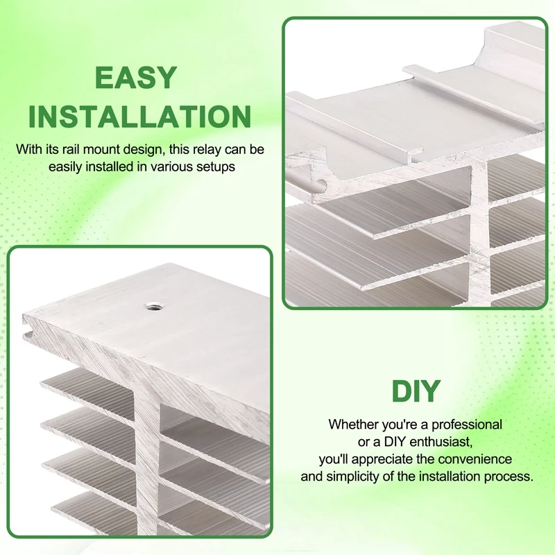 10A-120A Solid State Relay SSR Da AA DD Aluminum Fins Single Phase Aluminum Heat Sink Dissipation Radiator Rail Mount