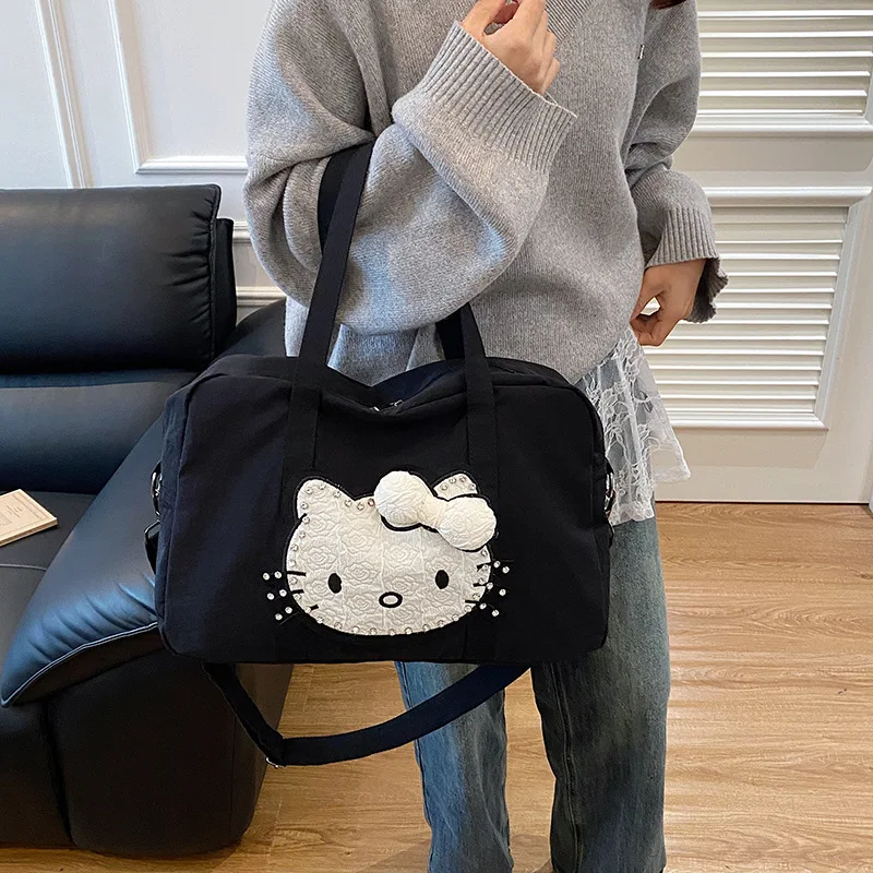 

New Cute Kitty Luggage Shoulder Bag Sweet Cartoon Fitness Bag Kawaii Cat Crossbody Bag Large capacity Short Trip Travel Handbag