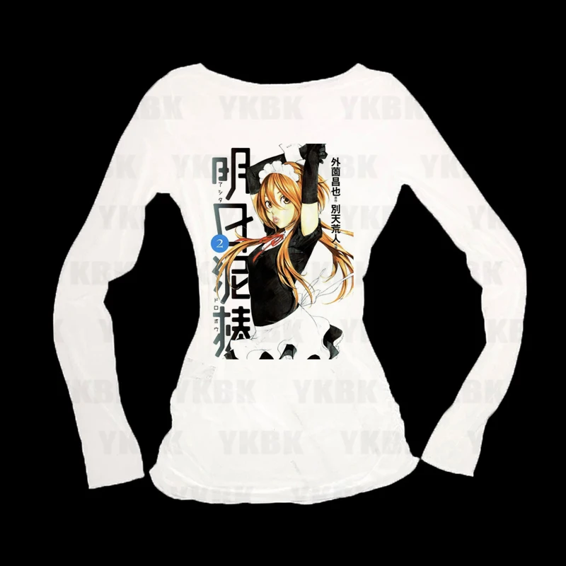 Ropa de calle Harajuku de estilo japonés para mujer y niña, camisetas holgadas de manga larga con cuello redondo, camisetas informales de moda Y2k Vintage para bebé