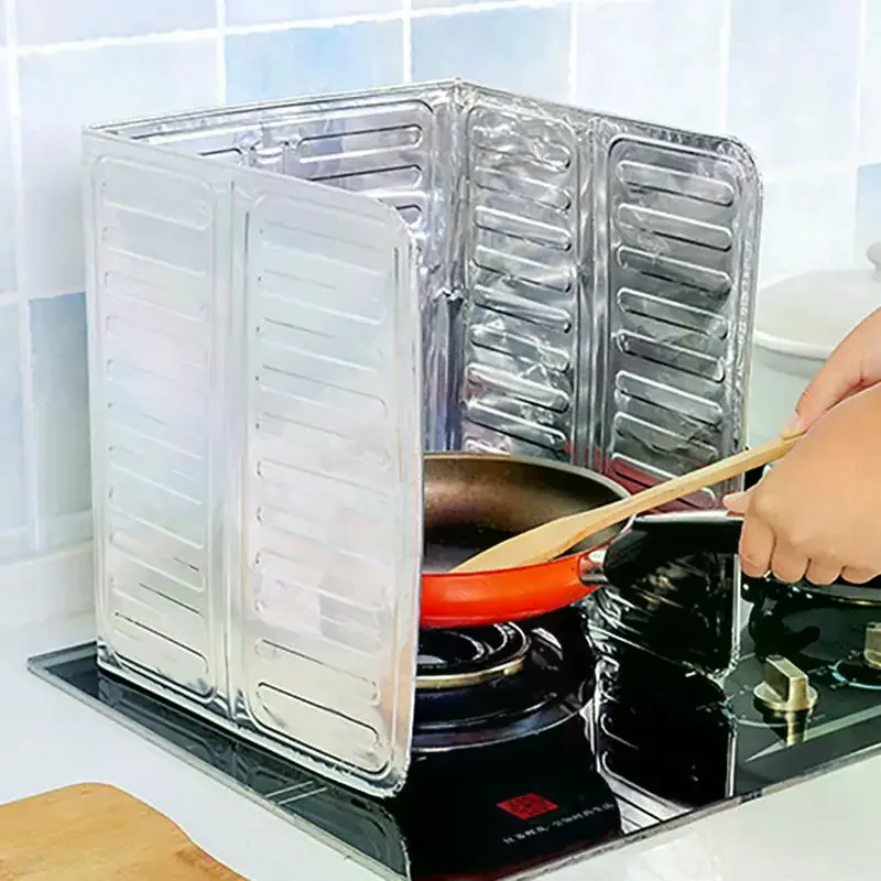 2Pcs Anti-Splashing Stove Oil Baffle Plate Aluminum Kitchen Cooker Shield Cooking Frying Oil Splash Guard Microwave Oven Covers