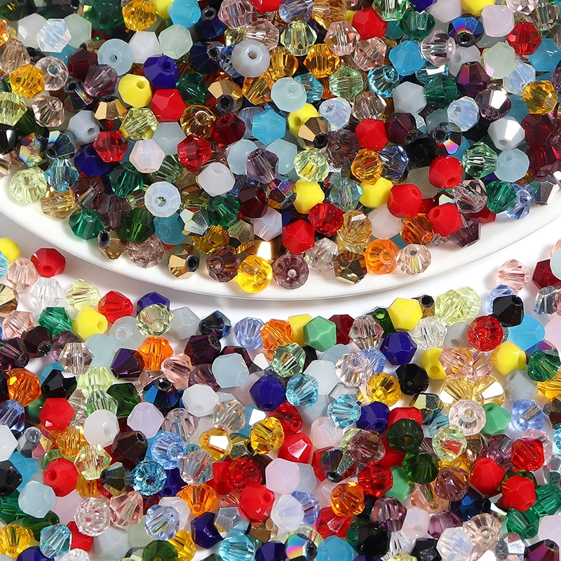 200pcs/Lot Mixed Color 4mm Bicone Beads for Jewelry Making Faceted Glass Shiny Crystal Beads Loose Beads DIY Bracelet