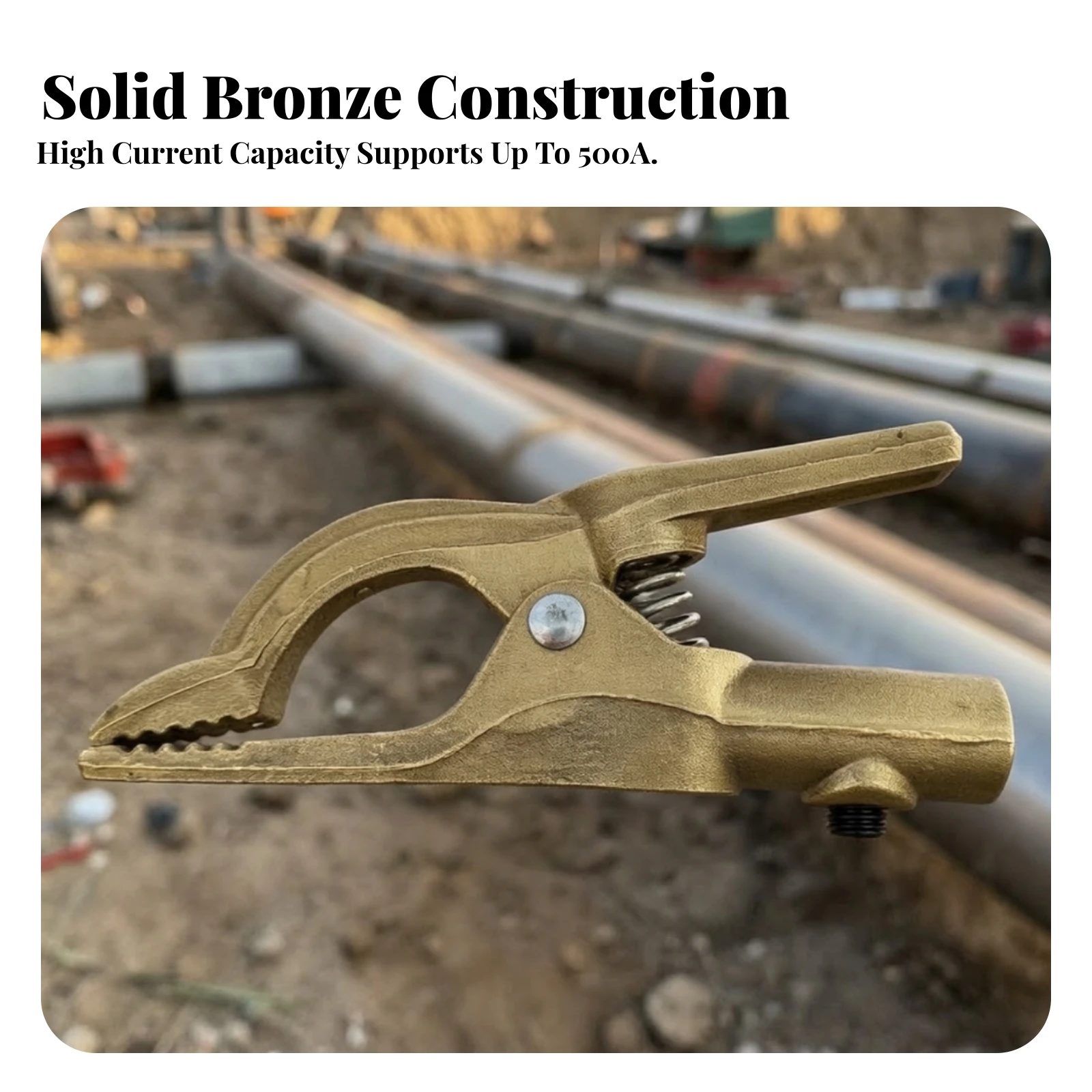 R-Shaped Grounding Clamp Serrated Brass Grounding Clamp Insulated for Electricians, Industrial, Workshop