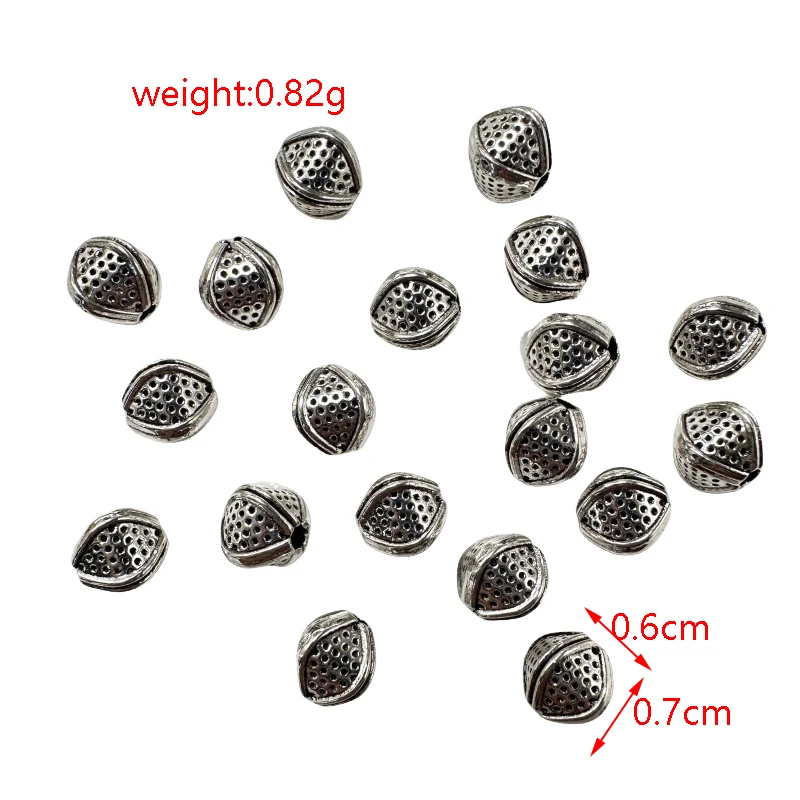 20pcs New Tibetan Silver Irregular Series Perforated Spacer Beads DIY Handmade Men\'s And Women\'s Jewelry Connector Accessories